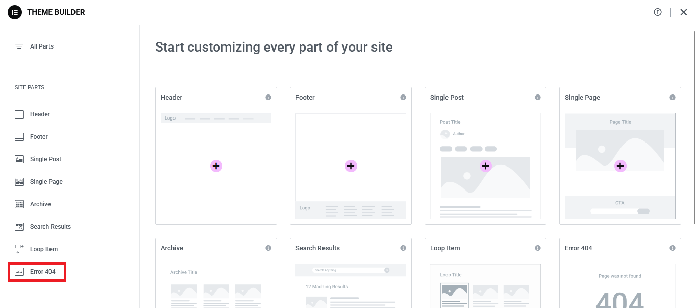 How to Create a Custom 404 Page: Step-by-Step 8 Elementor Theme Builder