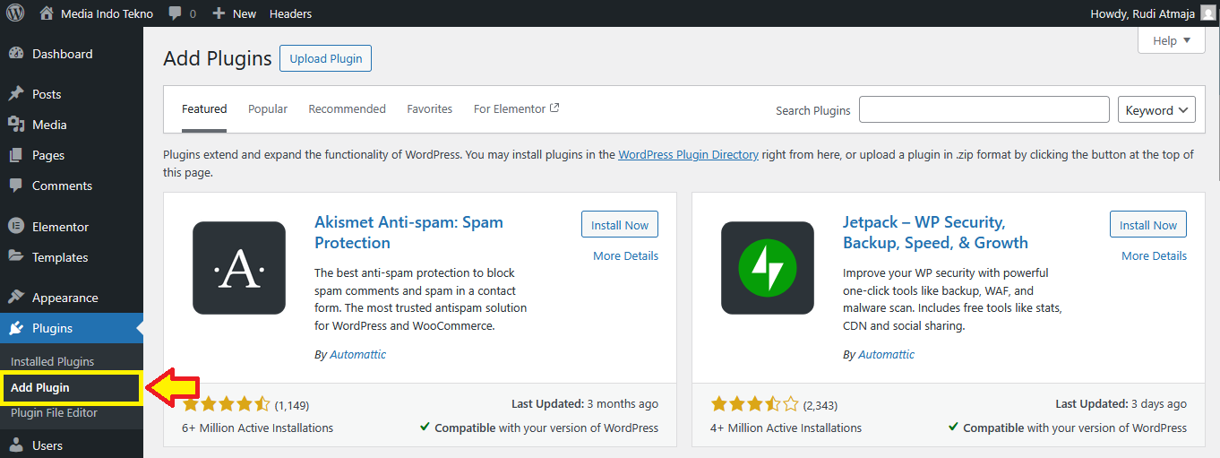 2 Easy Ways to Install WordPress Plugins 1 plugins add plugin